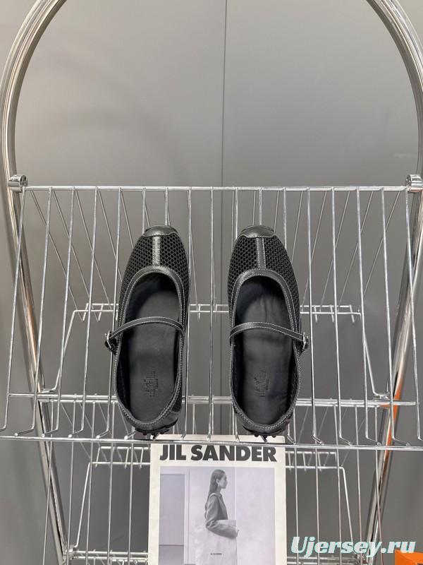 2025 Women Hermès Black Mesh Leather Mary Jane Shoes