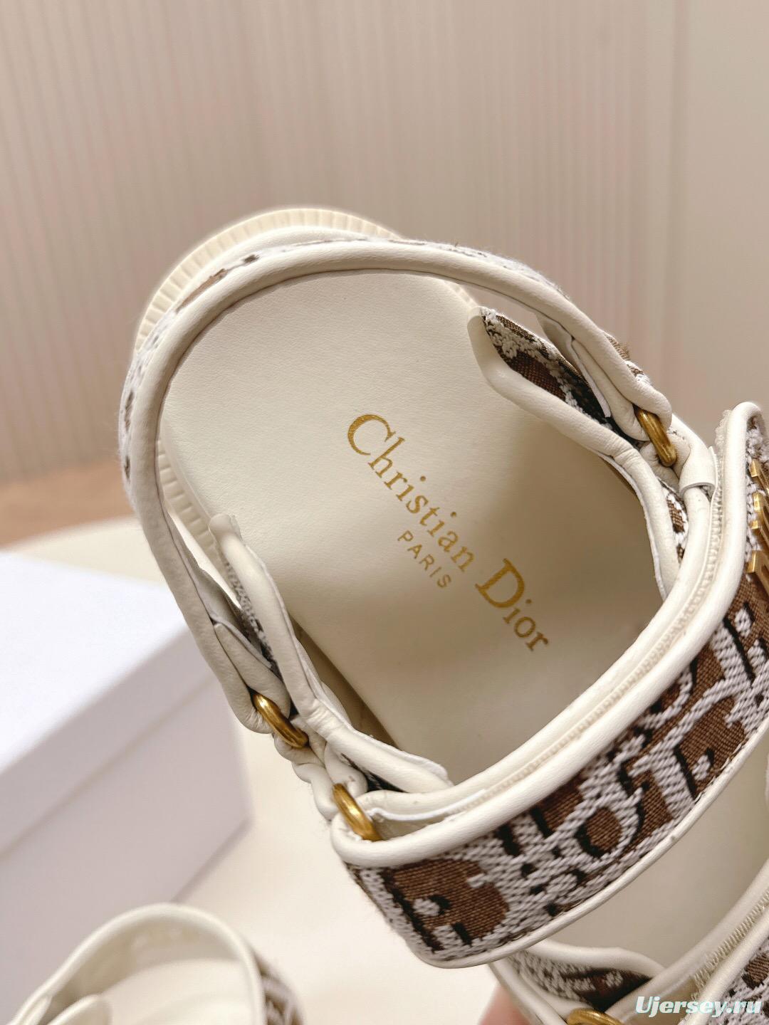 2025 Women Dior Brown Beige Canvas Sandals LY