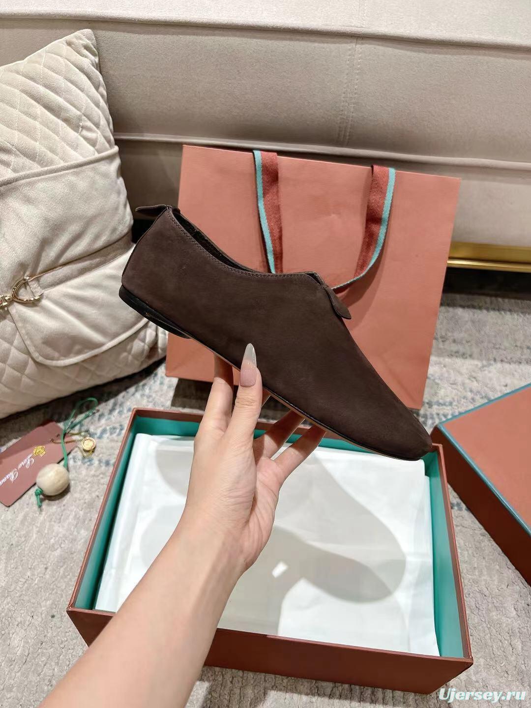 2025 Women LP Dark Brown Suede Loafers LY00300