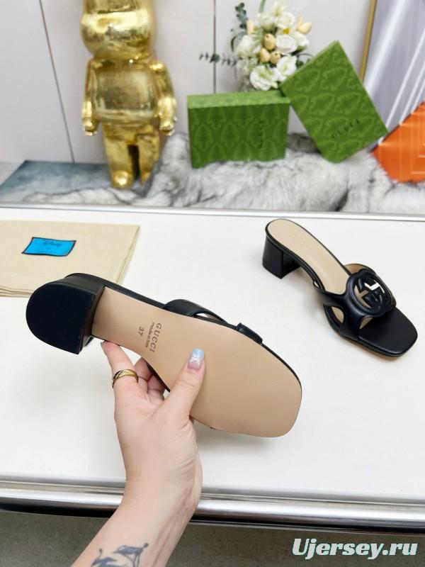 2025 Gucci Black Leather Slippers