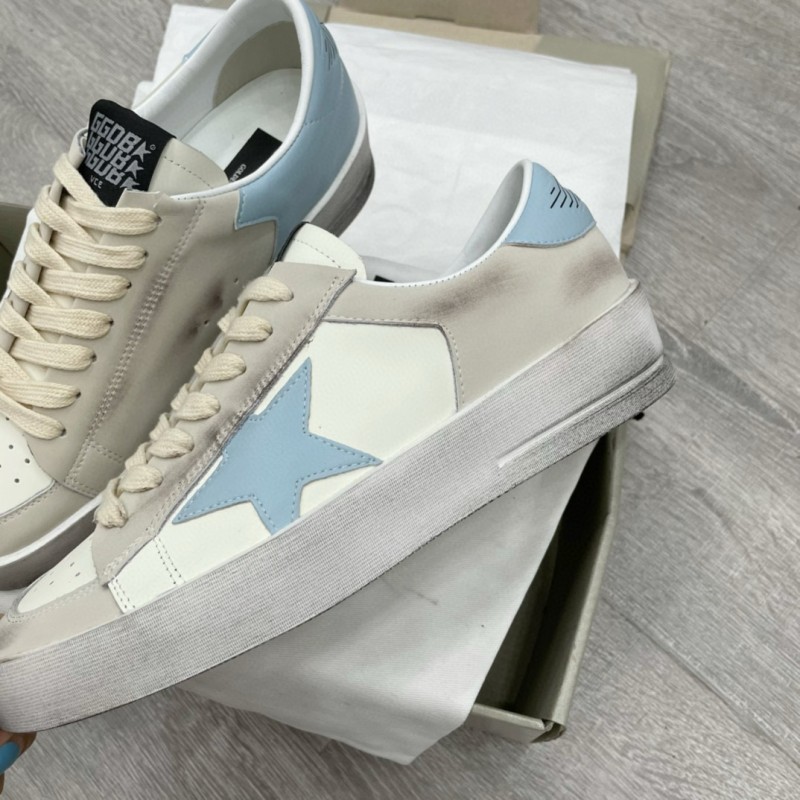 2024 Unisex GGDB White Light Blue Suede Leather Sneakers MJ00260