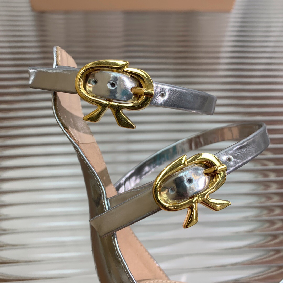2025 Women Gianvito Rossi Silver Leather Sandals