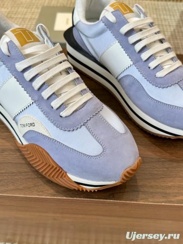 2025 Unisex TOM FORD Blue White Black Leather Suede Sneakers LY00360(LY00370)