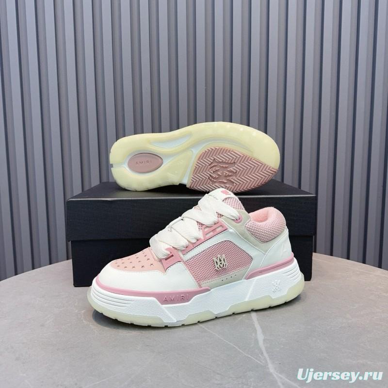 2024 Women Amiri Pink White Leather Mesh Sneakers MJ00360