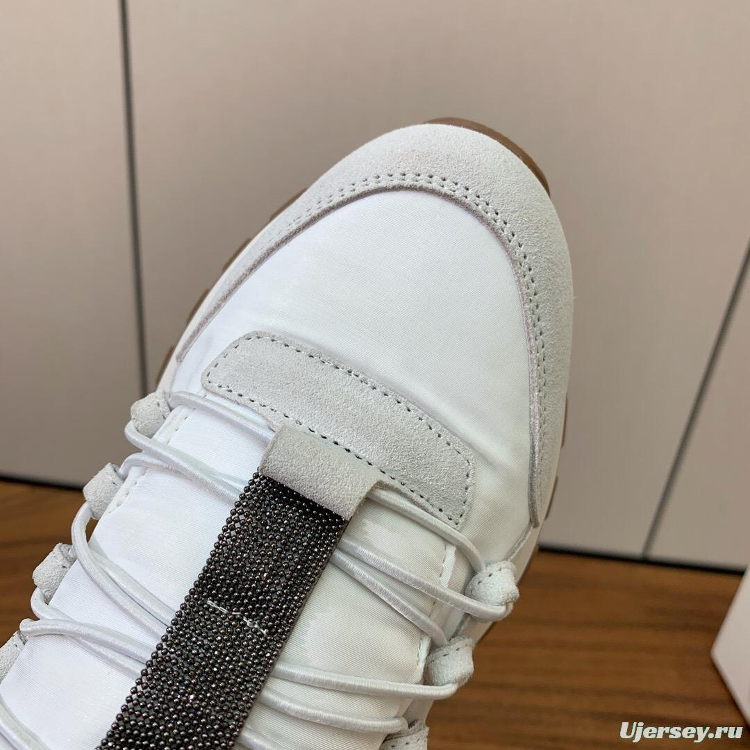 2025 Men Brunello Cucinelli White Leather Casual Sneakers
