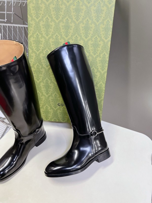 2024 Women Gucci Black Leather Boots MJ00620