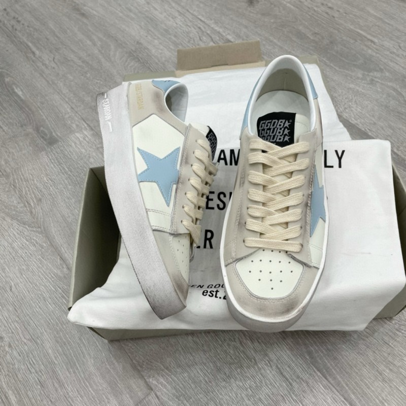 2024 Unisex GGDB White Light Blue Suede Leather Sneakers MJ00260