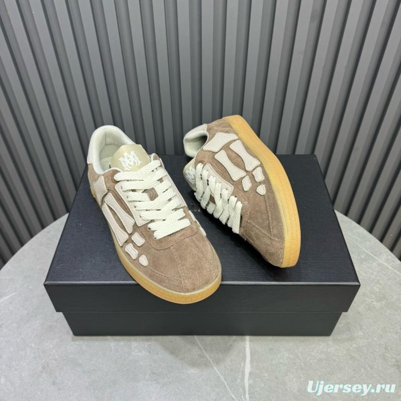 2024 Unisex Amiri Beige White Suede Leather Sneakers MJ00300