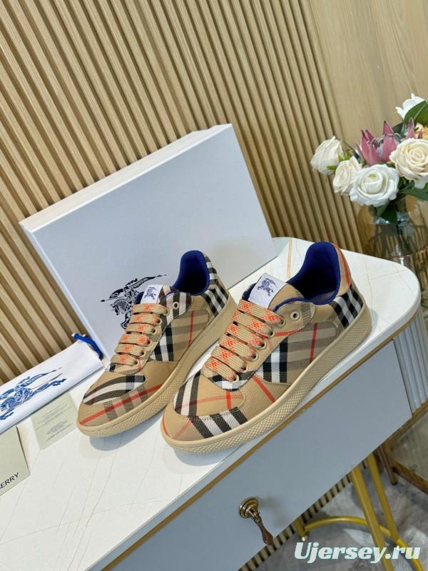 2024 Unisex Burberry Beige Black Red Cotton TPU Sneakers MJ00320
