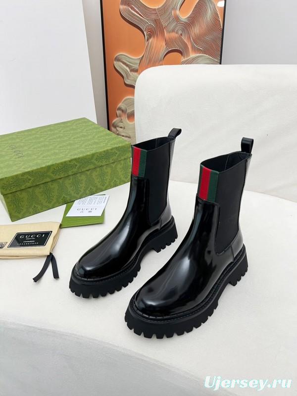 2024 Women Gucci Black Leather Boots MJ00340
