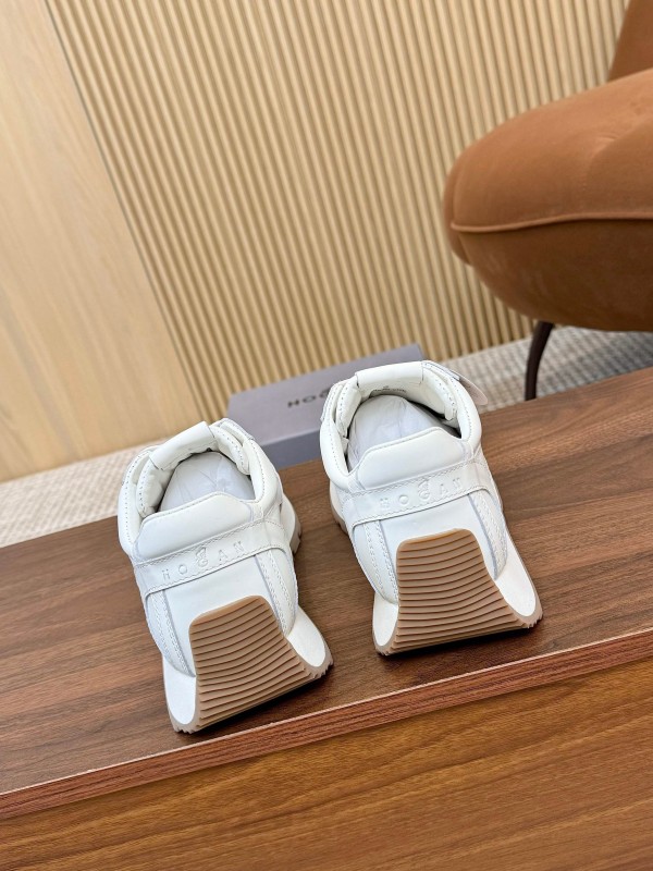 2025 Unisex HOGAN White Leather Suede Sneakers H671