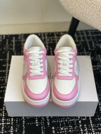 2025 Women Alo White Pink Leather Sneakers KFY00280