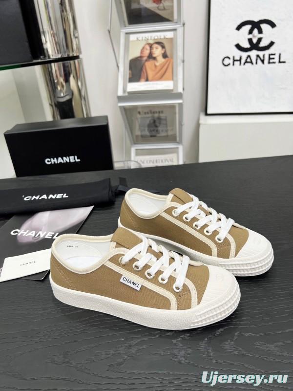 2025 Women Chanel Brown Canvas Sneakers LY00230