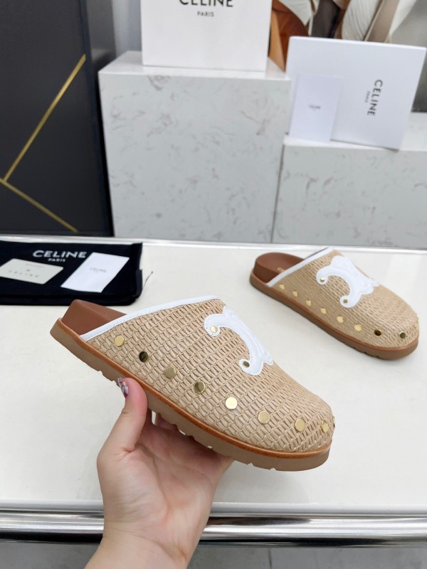 2025 CELINE Beige Leather Slippers LY00241