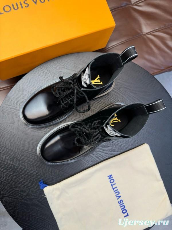 2024 Men Louis Vuitton Black Calf Leather High-top Casual Shoes MJ00440