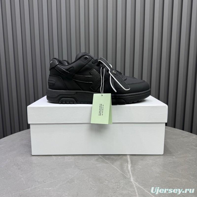 2025 Unisex Off-White Black Leather Sneakers KFY00310