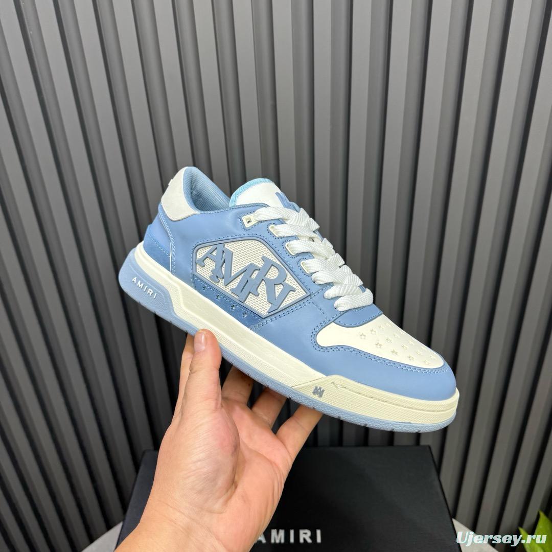 2025 Unisex Amiri Blue White Leather Sneakers MJ00360