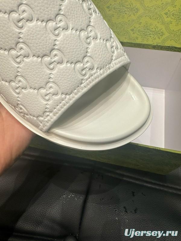 2024 GUCCI White Leather Slippers MJ00200