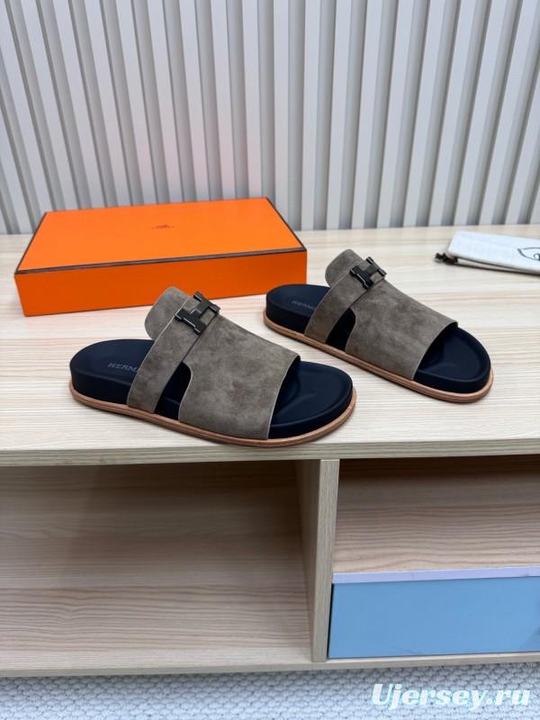 2025 Slippers Hermès Brown Suede Slippers