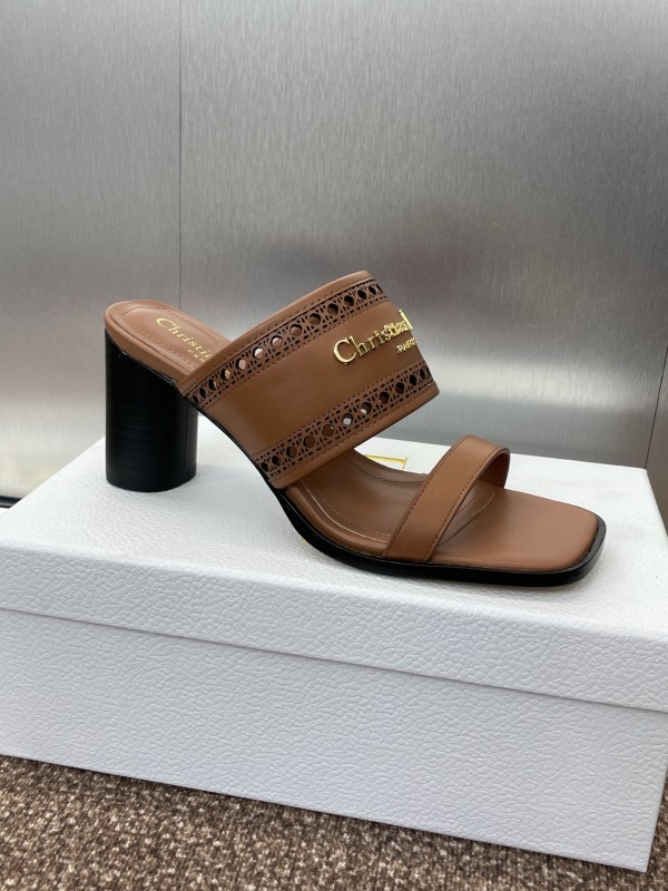 2025 Women Dior Brown Leather Sandals