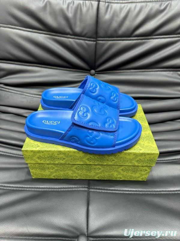 2024 Slippers Gucci Blue Leather Slippers MJ00200