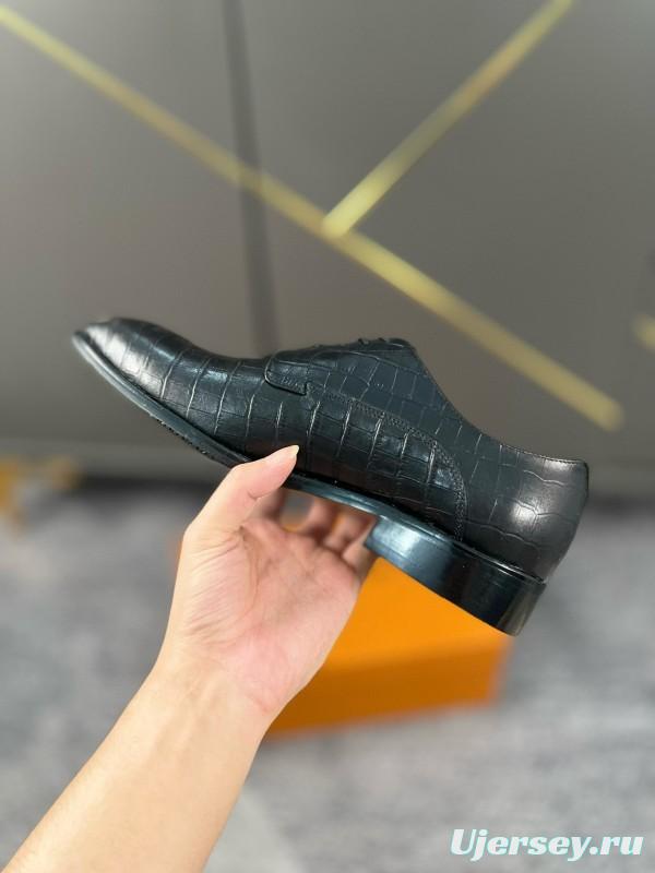 2024 Men Louis Vuitton Black Leather Formal Shoes MJ00380
