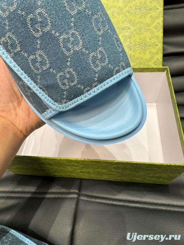 2024 Gucci blue fabric slippers MJ00200