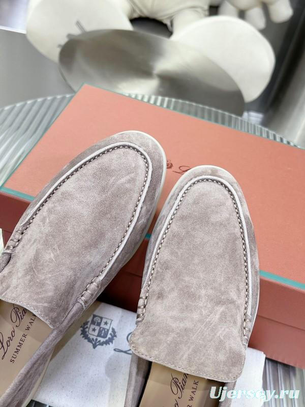 2025 Unisex Philipp Plein Taupe Calf Suede Loafers Soft Latex Sole LY00260