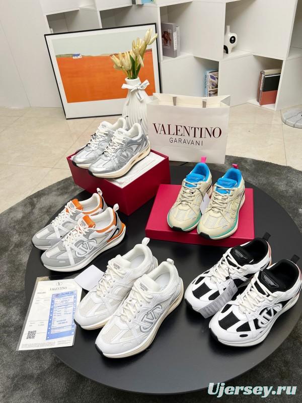 2025 Unisex Valentino White Orange Grey Mesh Fabric Sneakers Vlogo Welding LY00410