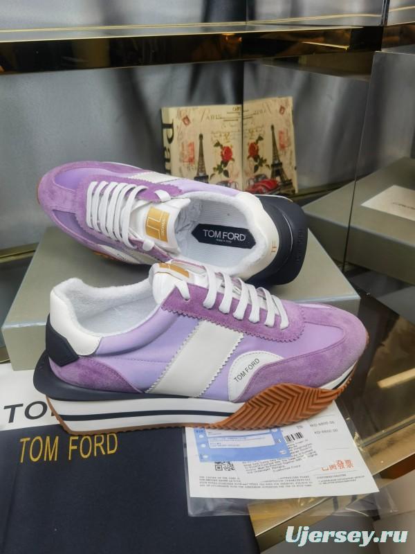 2025 Unisex TOM FORD Purple White Suede Leather Sneakers LY00360(F)/LY00370(M)