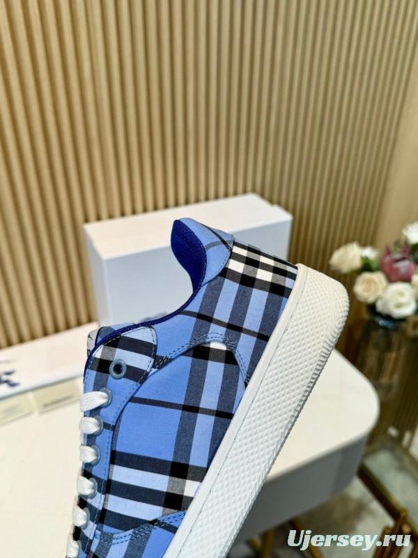 2024 Men Burberry Blue Black White Cotton Casual Shoes MJ00320