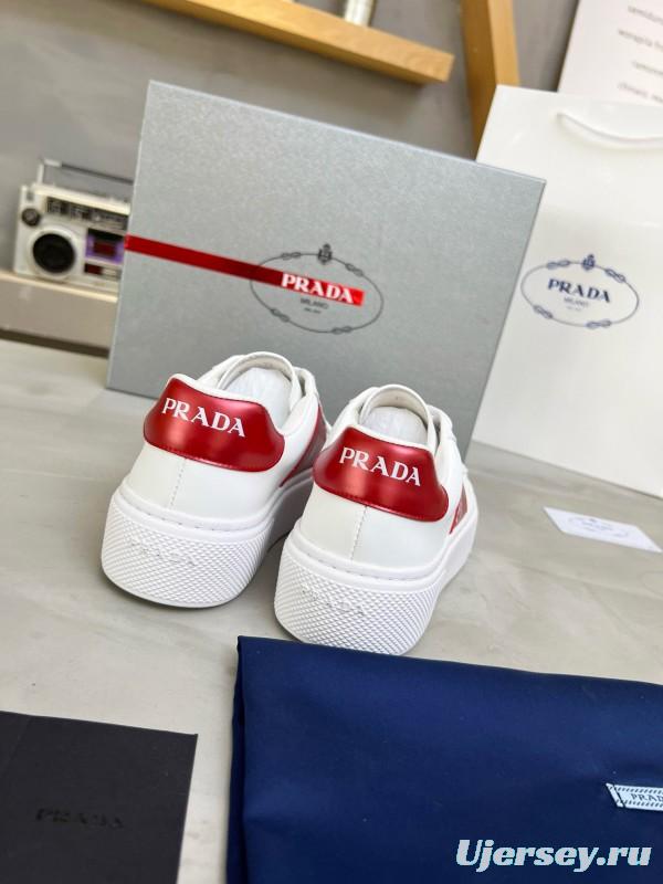 2024 Women Prada White Red Leather Sneakers MJ00310