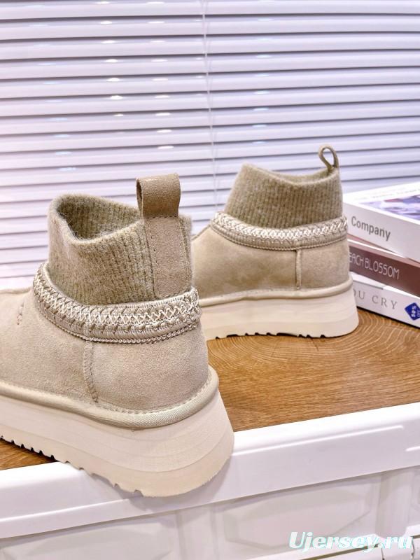 2024 Women UGG beige suede knit sock boots