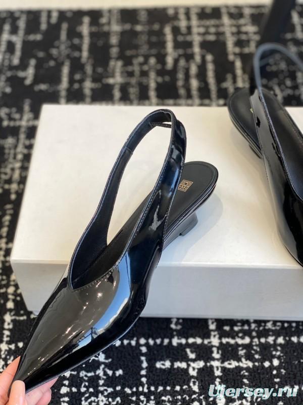 2025 Women Toteme Black Patent Leather Slingback Pumps