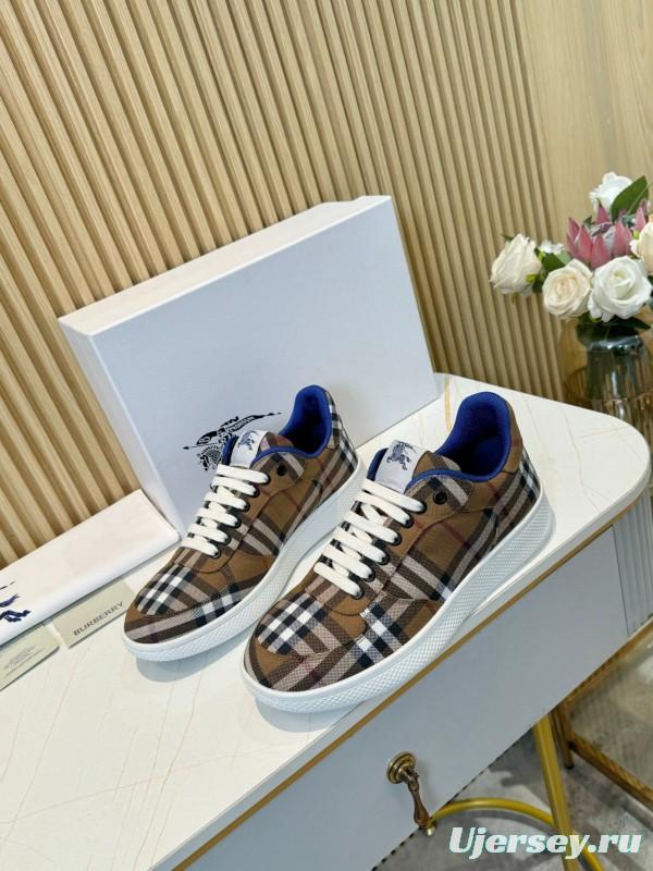 2024 Men Burberry Brown Black White Canvas Casual Sneakers MJ00320