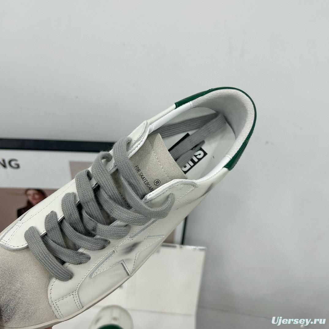 2025 Women GGDB White Green Leather Sneakers