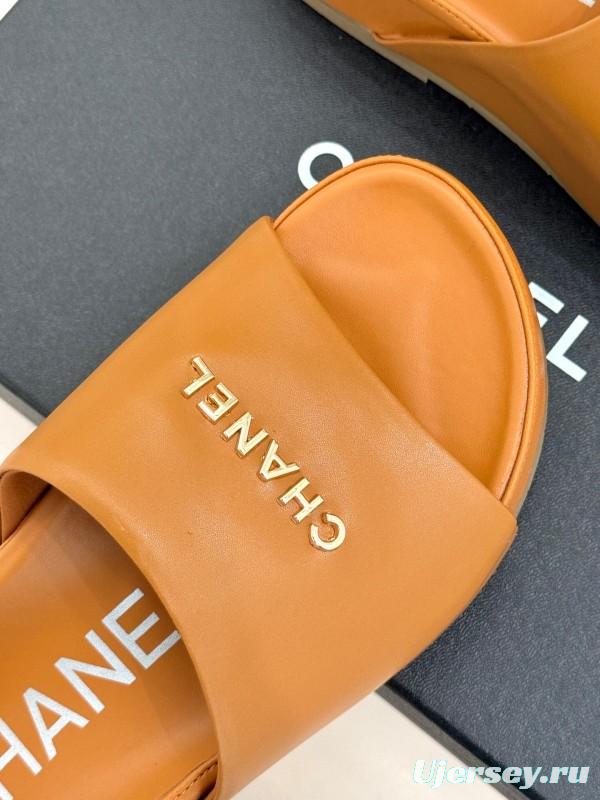 2025 Slippers Chanel Brown Leather Slippers