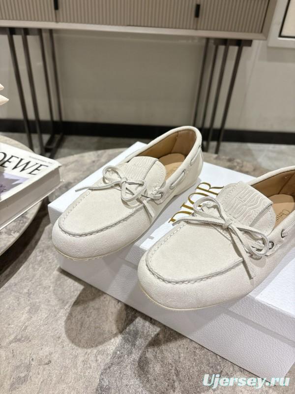 2025 Women Dior White Suede Loafers