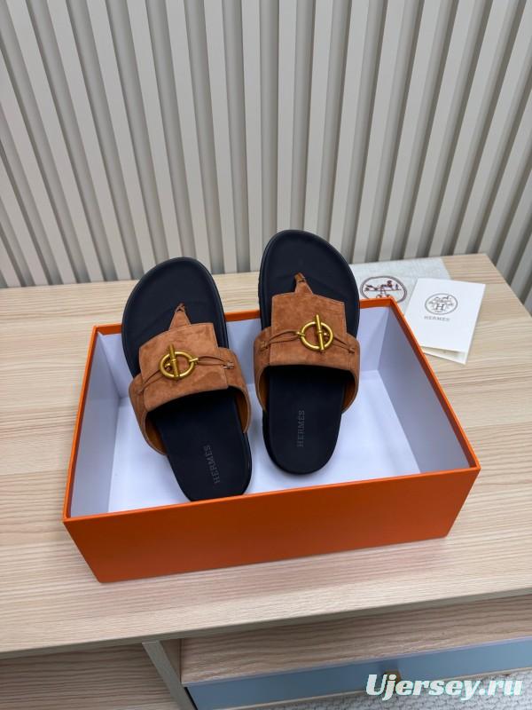 2025 Slippers Hermès Brown Suede Slippers