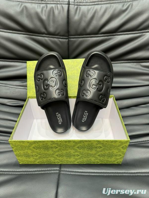 2024 GUCCI Black Leather Slippers MJ00200