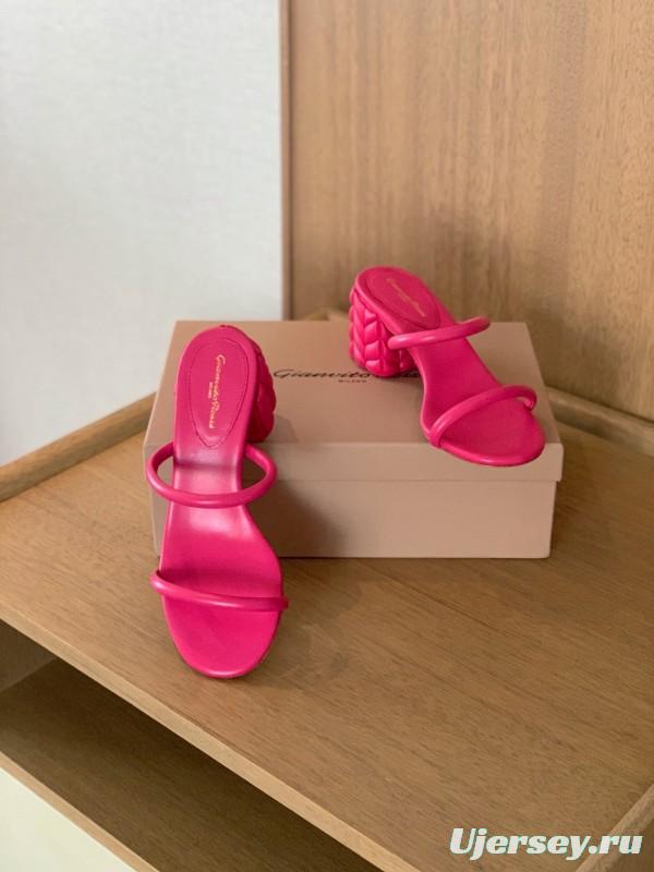 2025 Women Gianvito Rossi Pink Leather Sandals KFY00260