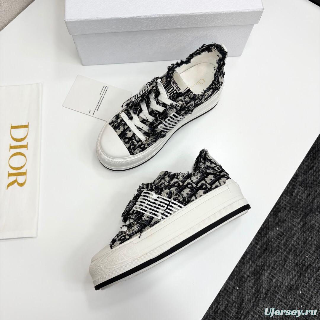 2025 Women Dior Black Grey Canvas Casual Sneaker LY00300