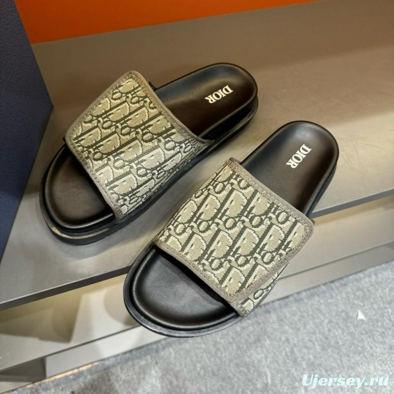 2024 Dior beige black fabric slippers MJ00180