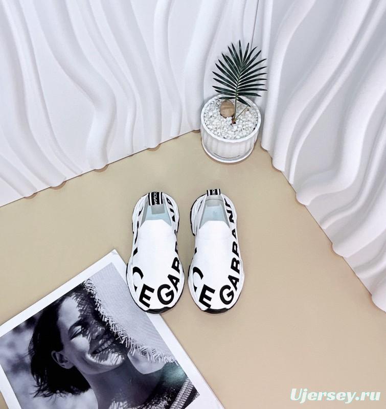 2024 Kids Dolce & Gabbana Pink Black White Fabric Slip-On