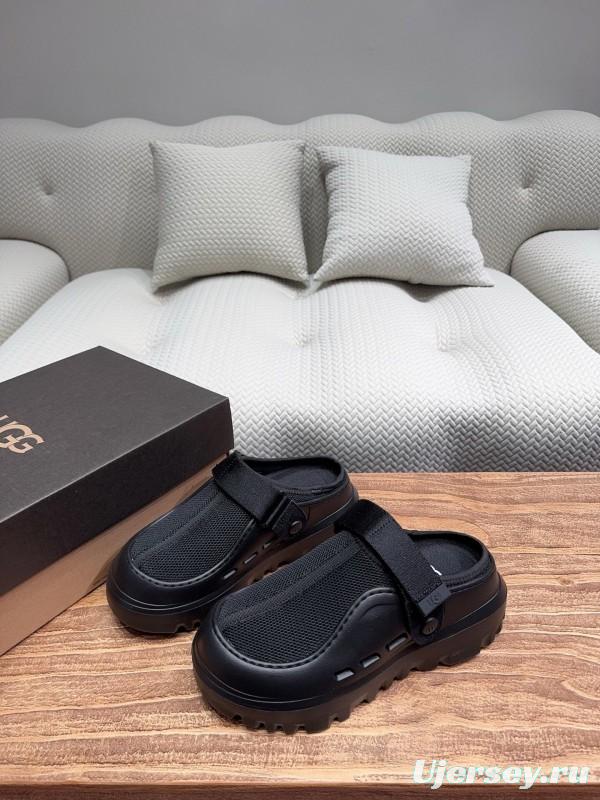 2025 Unisex UGG Black Textile Rubber Slippers Strap KFY00220(F)/KFY00230(M)