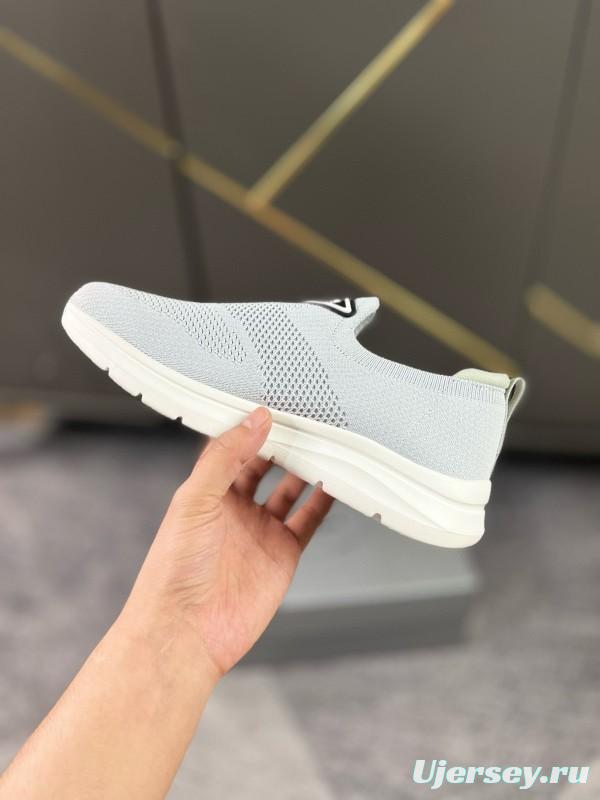2024 Unisex Prada Light Grey Breathable Flyknit Sneakers MJ00230