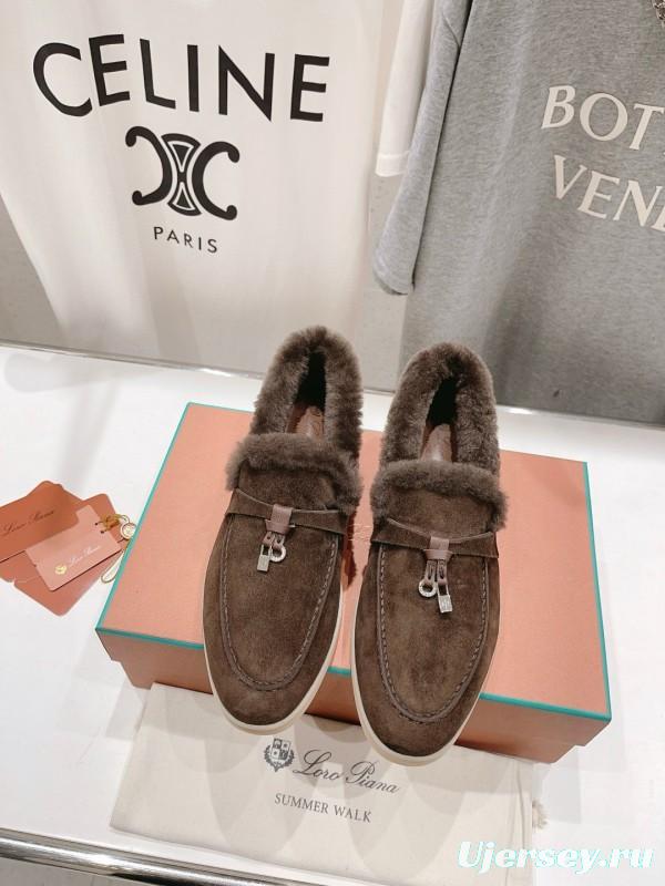 2024 Women Le Parmentier Brown Suede Shearling Loafer MJ00310