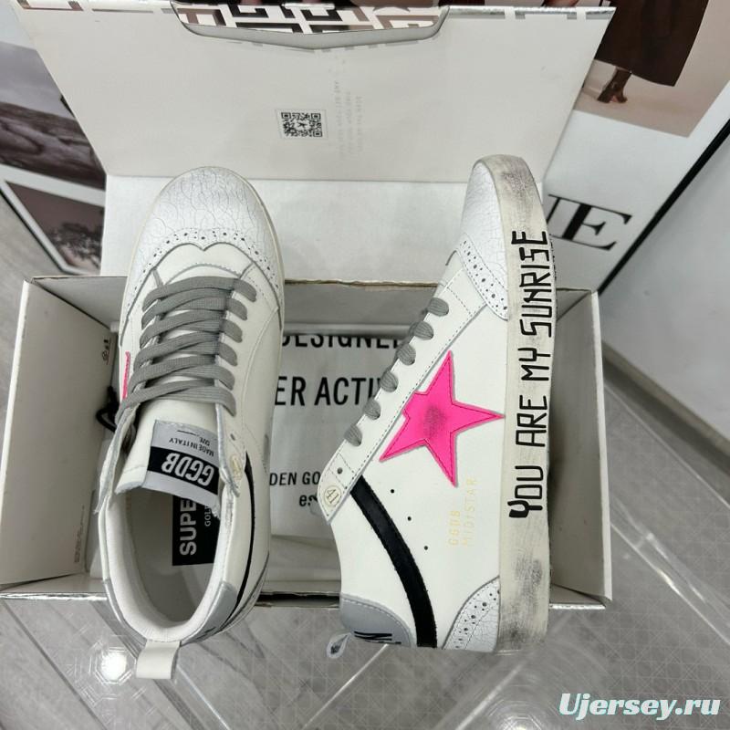 2024 Unisex GGDB White Pink Leather High Top Sneakers MJ00300