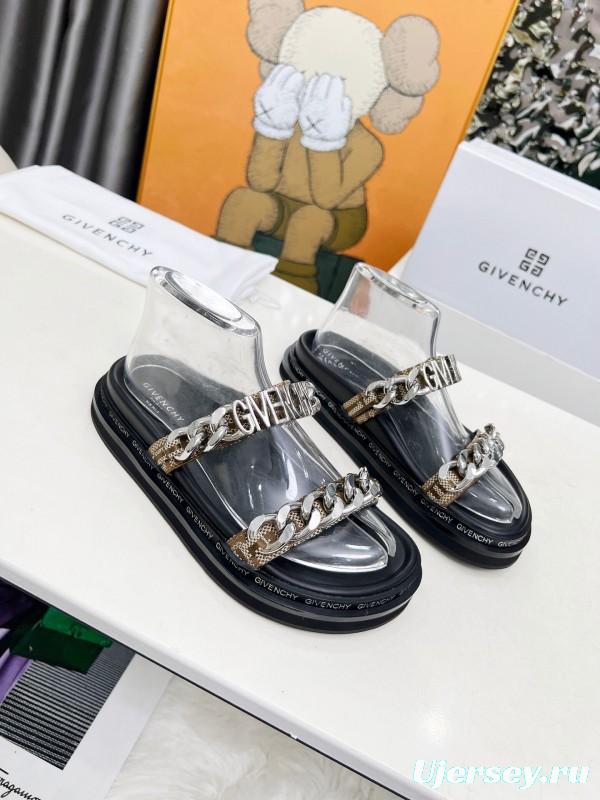 2025 Women Givenchy Black Transparent PVC Leather Sandals Chain LY00250