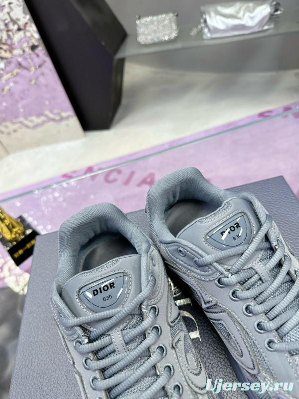 2024 Unisex Dior Stone Island Grey Mesh Tech Fabric B30 Sneakers MJ00330